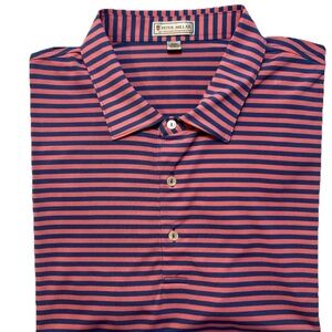 Peter Millar Summer Comfort Polo Shirt - XXL -2XL Coral and Navy Stripes